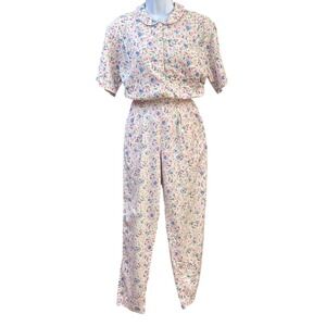 90s Lizsport Floral Two Piece Set Cottagecore Grandmacore